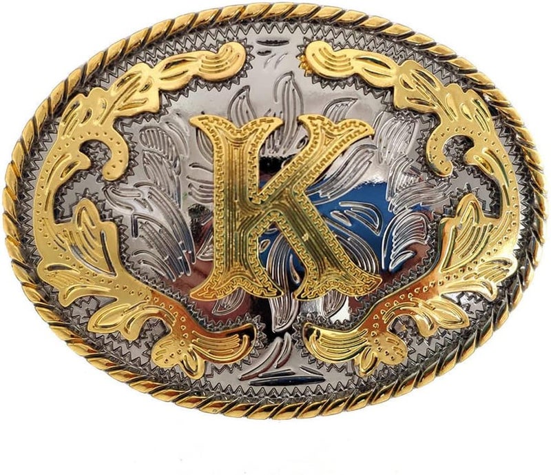 WMG Western Belt Buckle Initial Letters ABCDMRJ to Z Cowboy Belt Buckle, Rodeo Buckles for Men & Women - Image 1